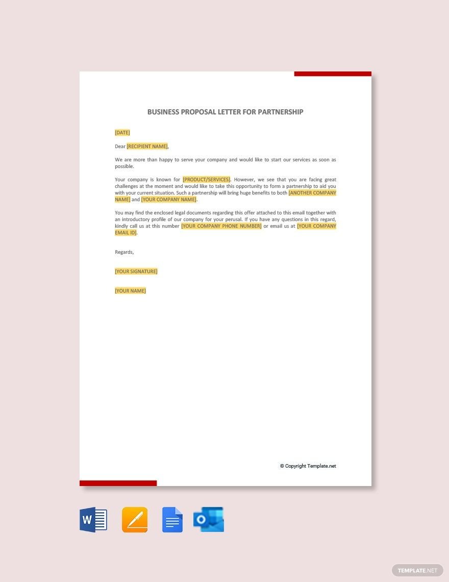 Business Proposal Letter for Partnership Template in Word, Google Docs, Apple Pages