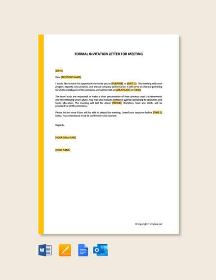 Business Meeting Invitation Letter Template Google Docs Word Apple 