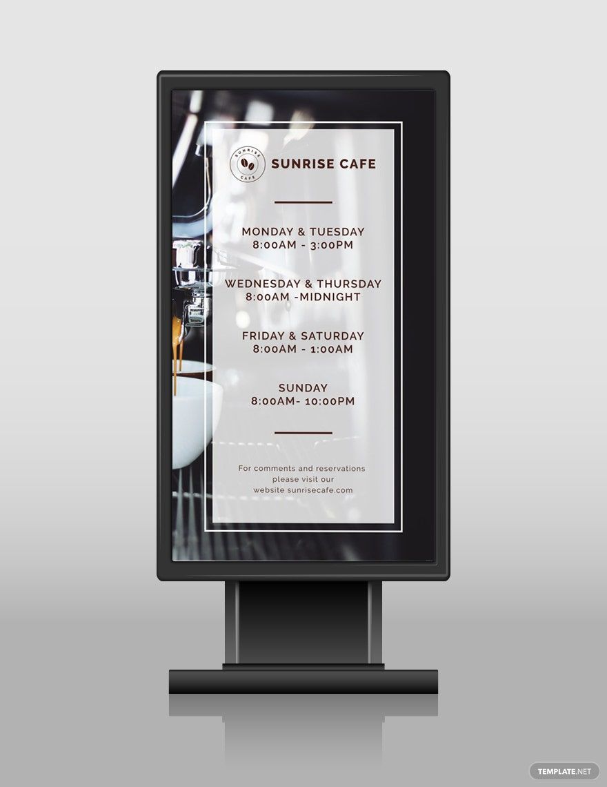 Business Hours Digital Signage Template
