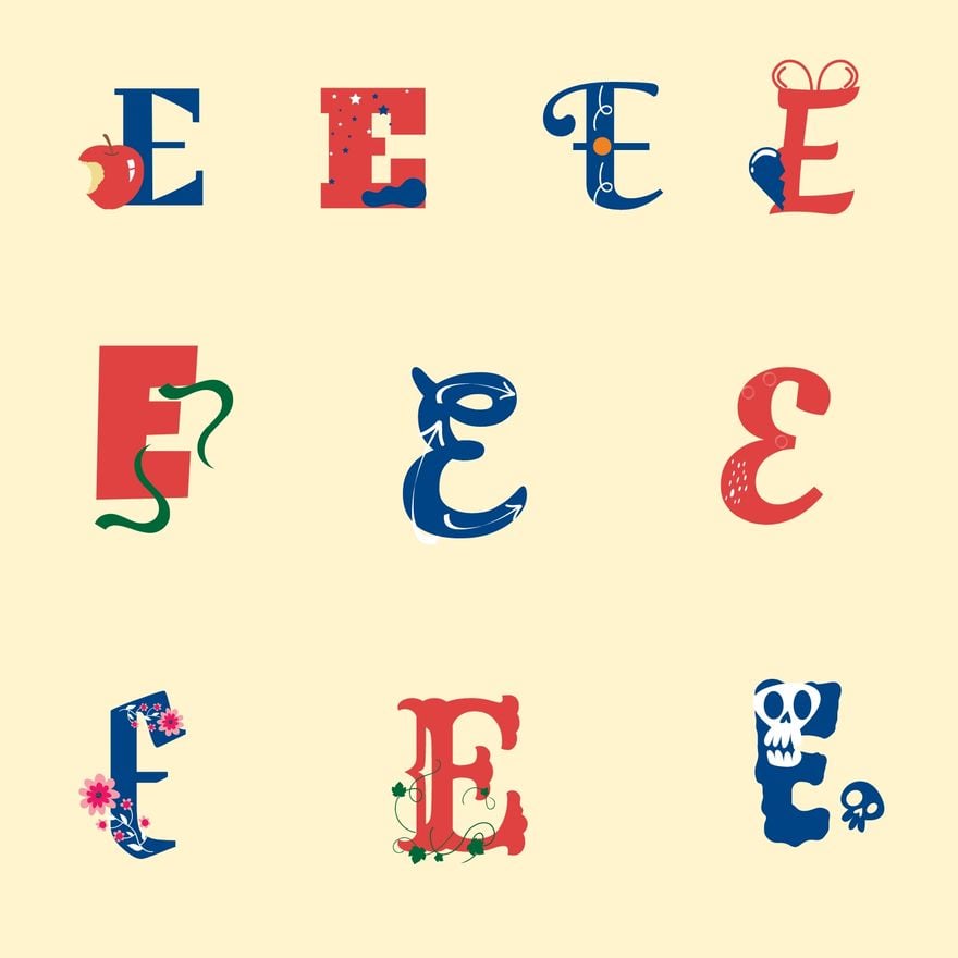 Free E Letter Design in PDF, Illustrator, PSD, EPS, SVG, PNG, JPEG