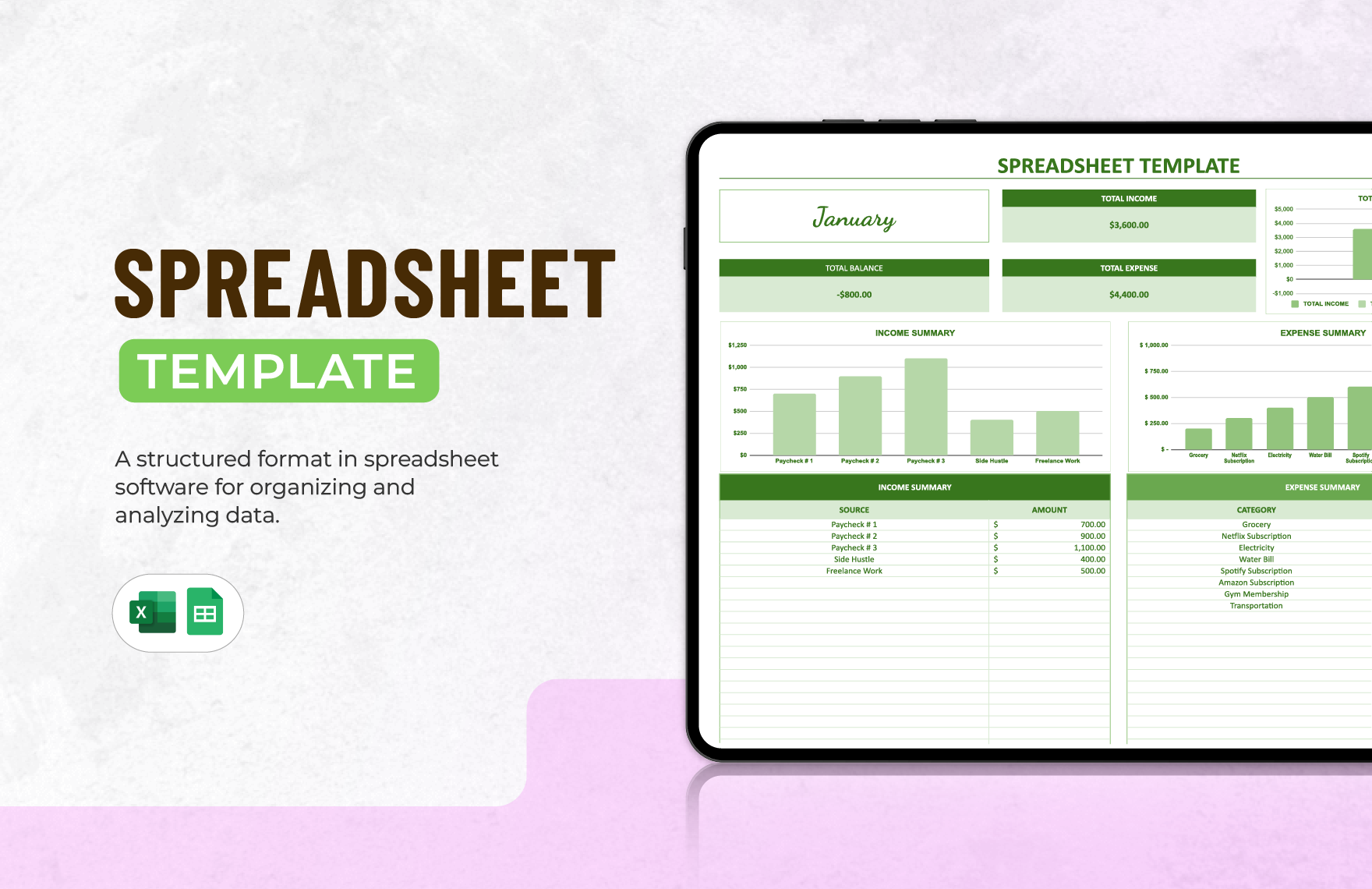 Free Spreadsheet Template in Excel, Google Sheets