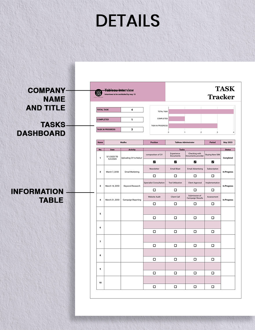 Free Task Tracker Template Google Sheets Excel Template