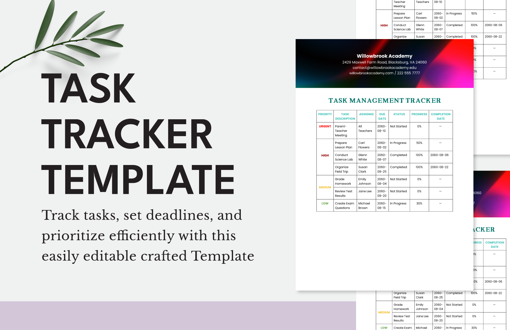 Task Tracker Template in Google Sheets Excel Word PDF Google Docs