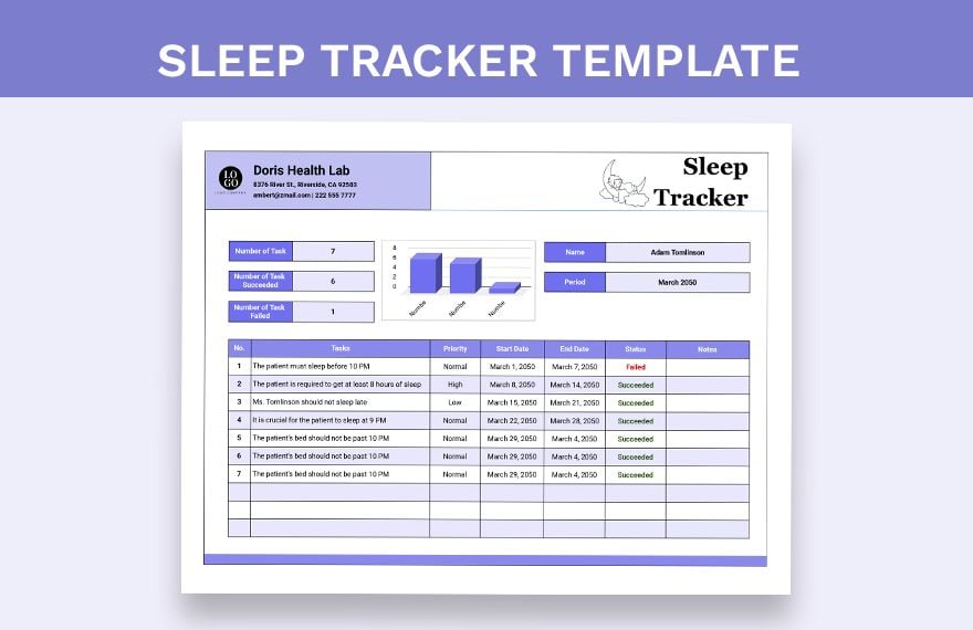 Sleep Tracker Template in Excel, Google Sheets