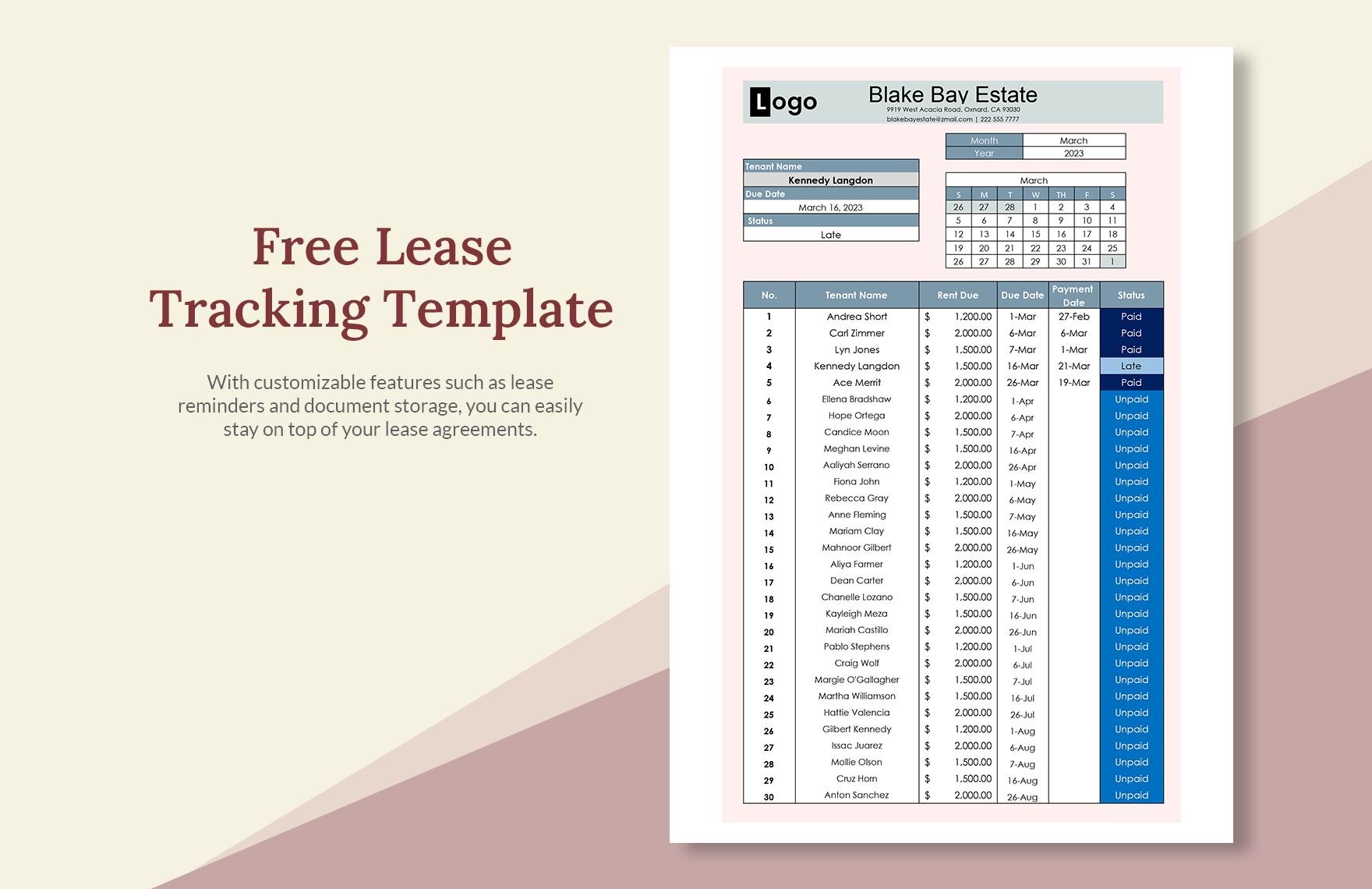 Lease Tracker Template