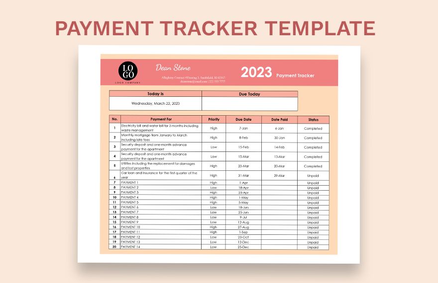 Payment Tracker Template