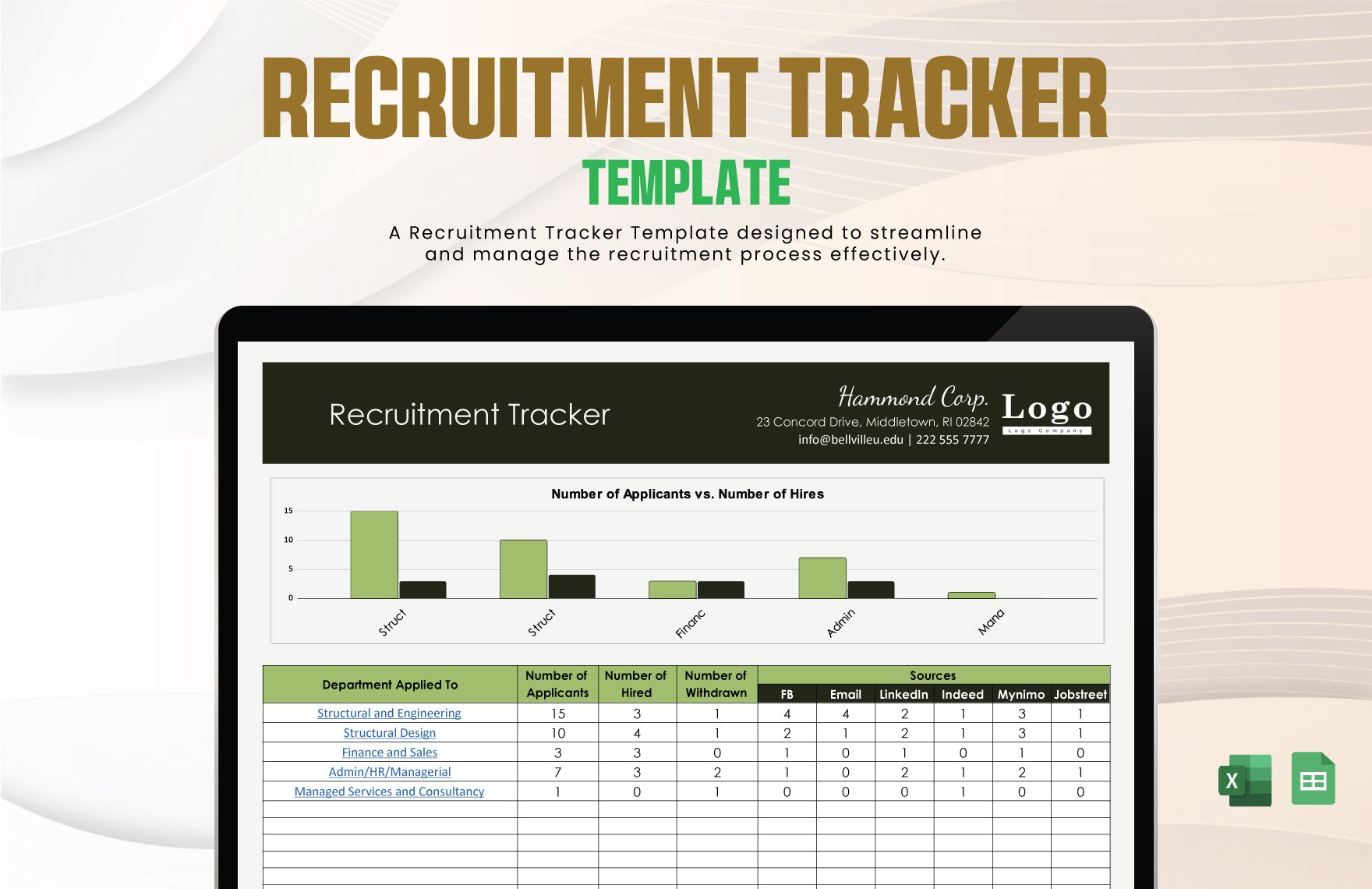 Recruitment Tracker Template in Excel, Google Sheets
