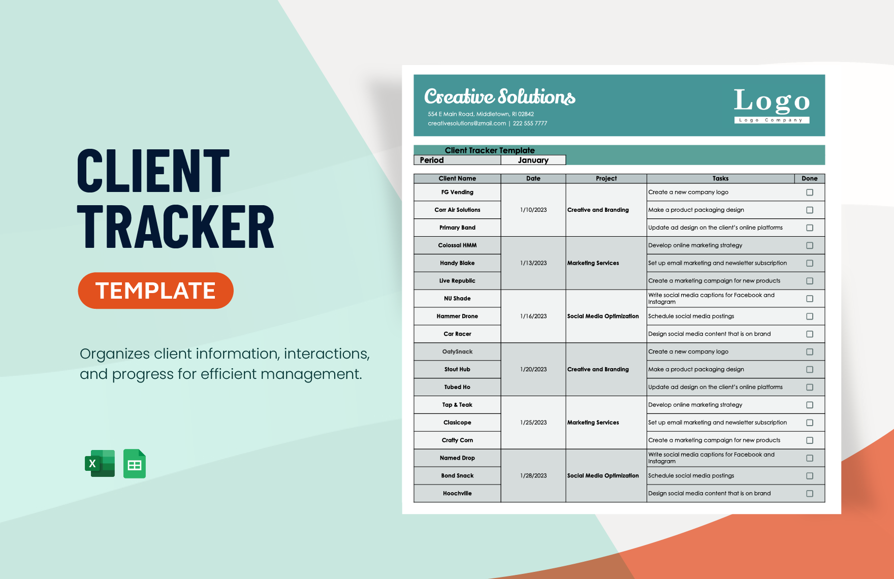 Client Tracker Template in Excel, Google Sheets