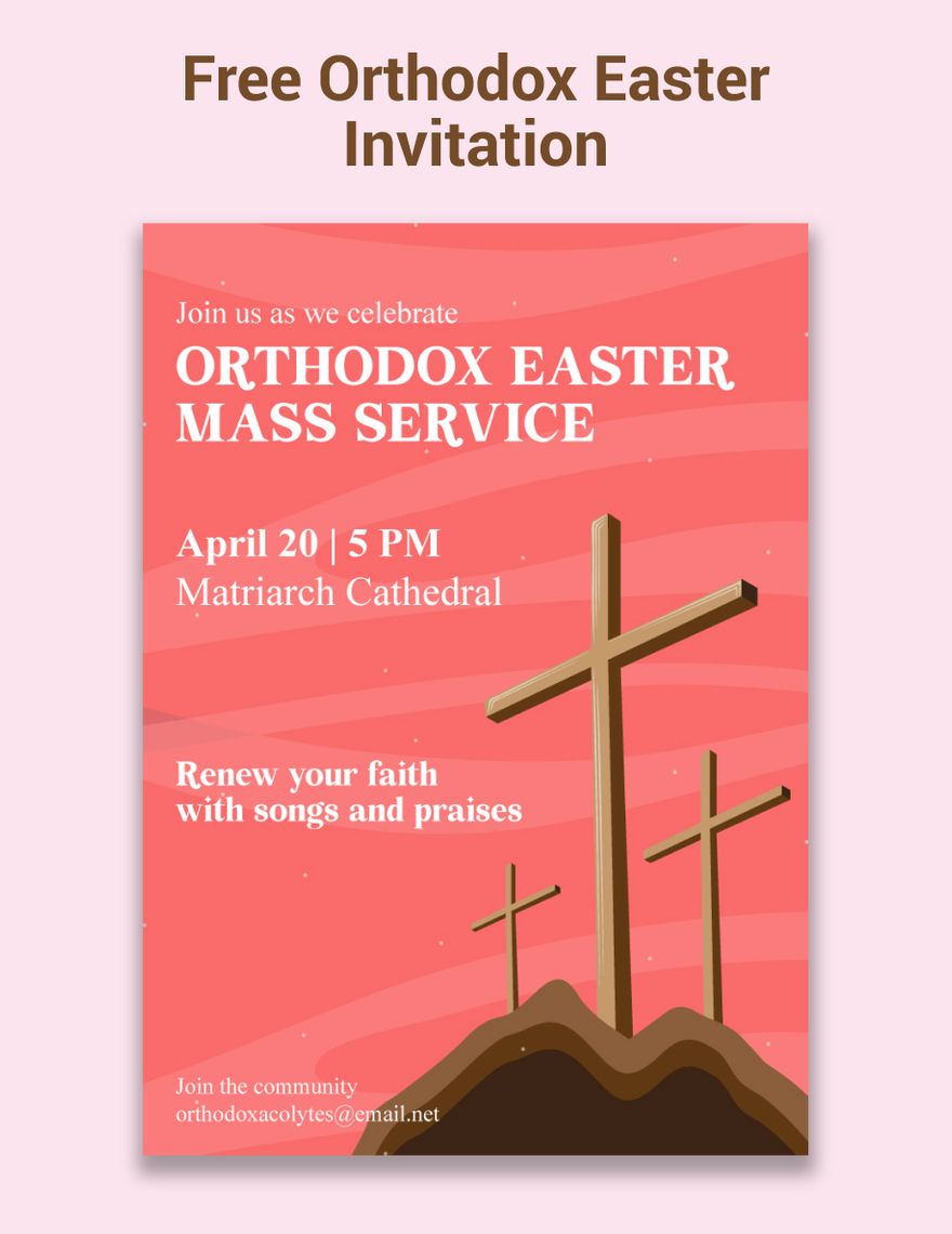Orthodox easter invitation in Word, Illustrator, PSD