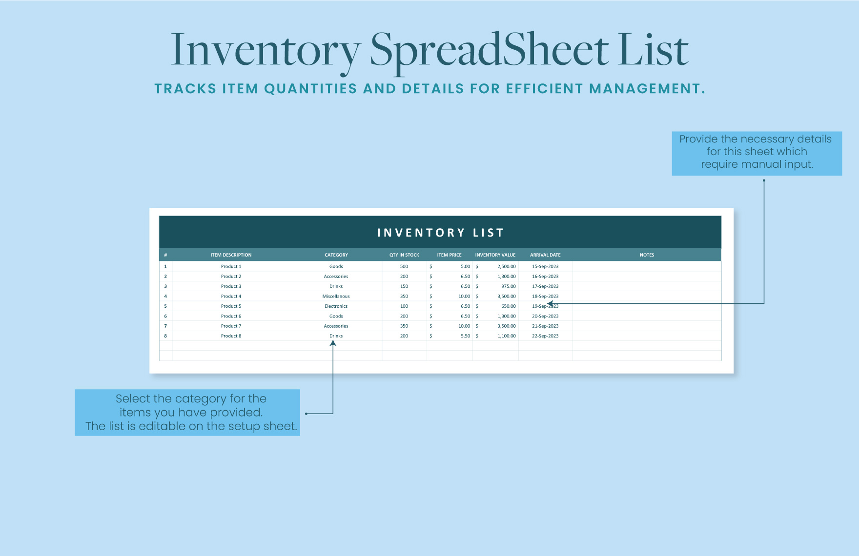 Inventory Spreadsheet