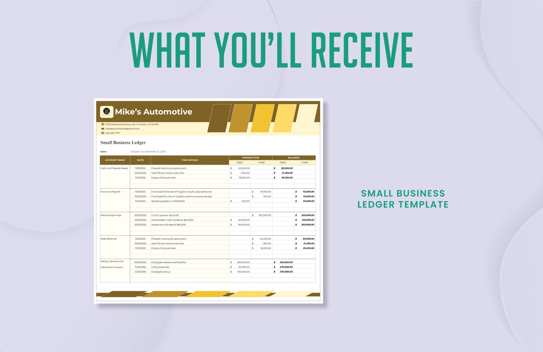 Small Business Ledger Template