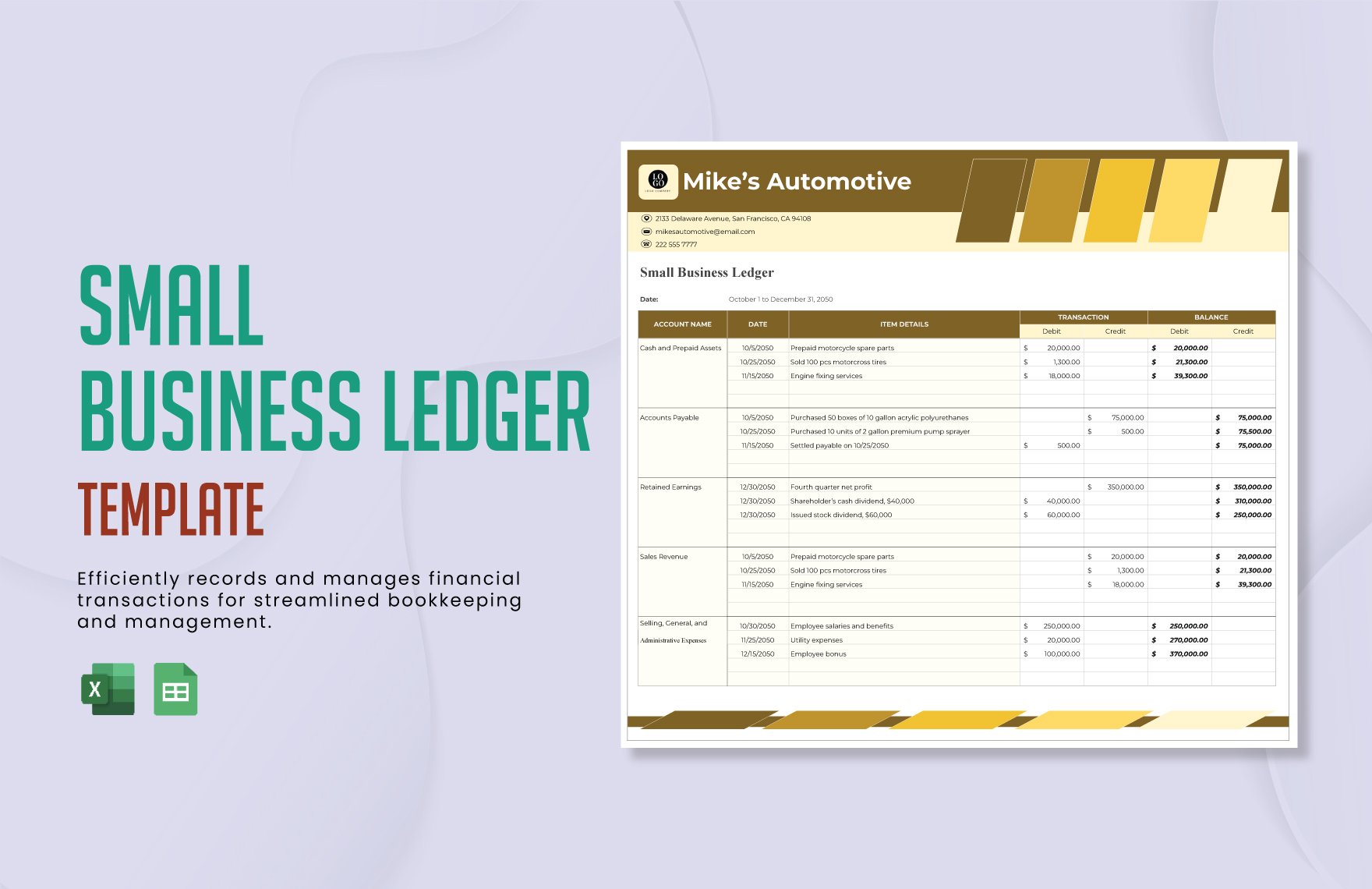 Small Business Ledger Template
