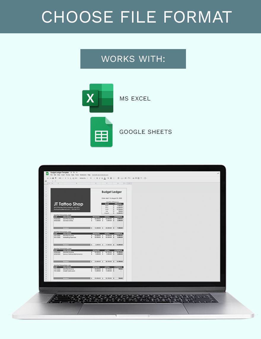 Budget Ledger Template Google Sheets, Excel