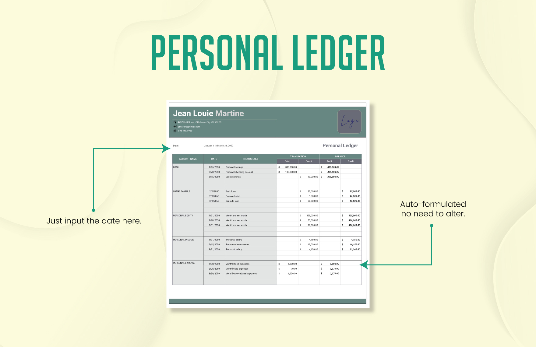 Personal Ledger Template