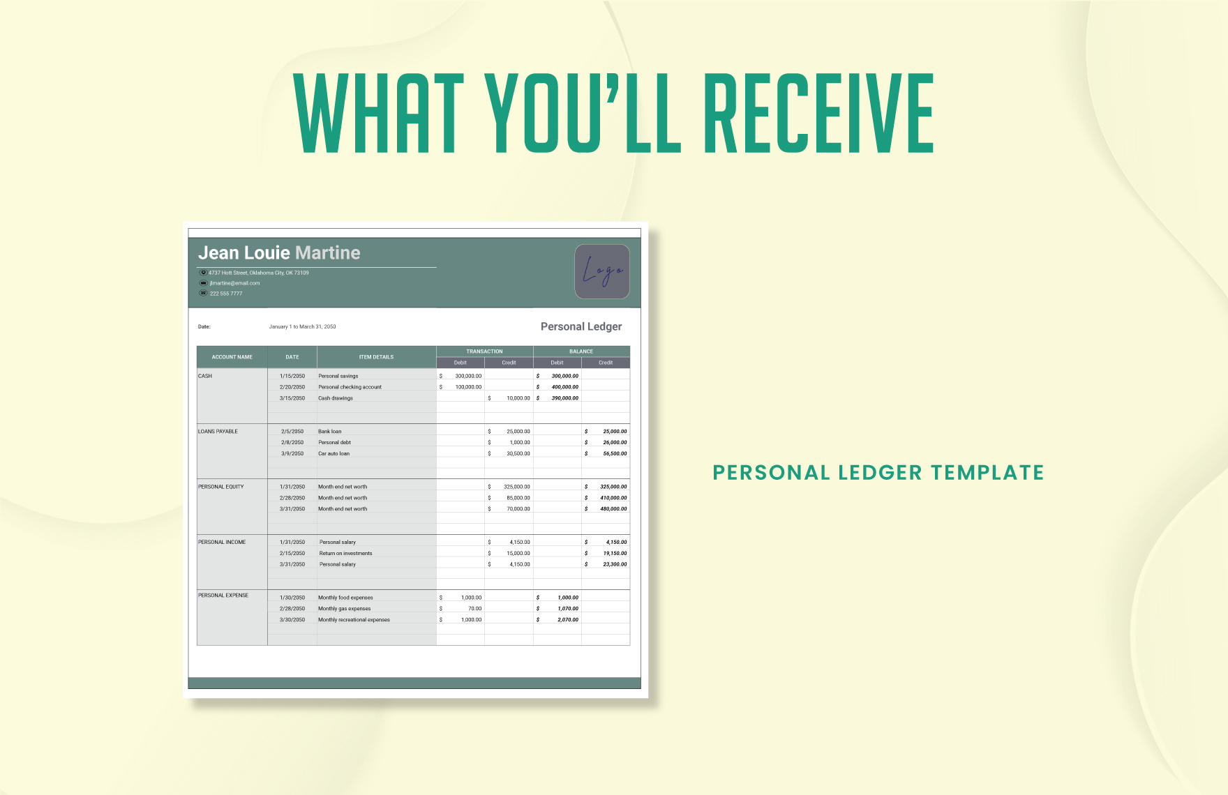 Personal Ledger Template