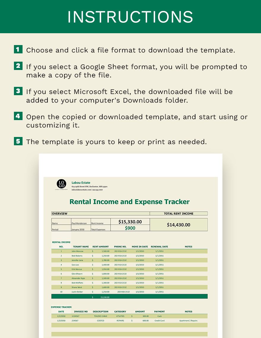 Rental Income & Expense Tracker Template