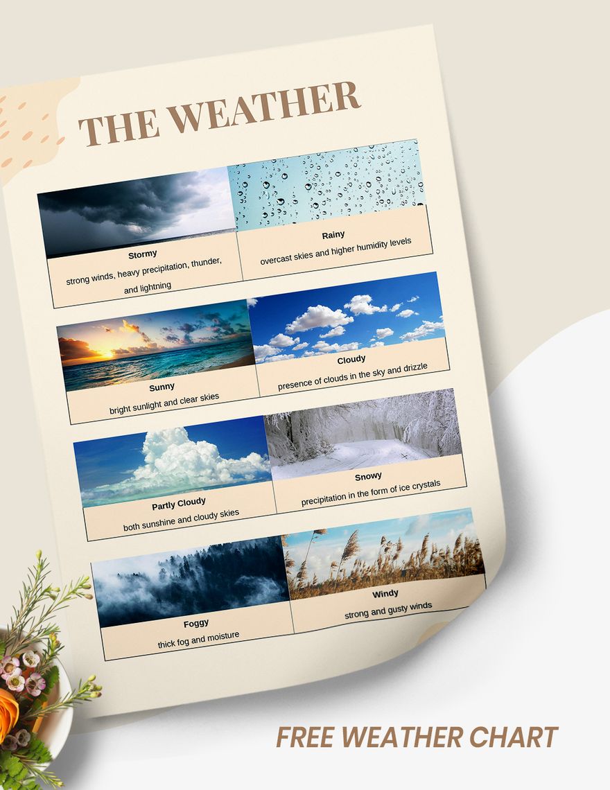 Weather Chart For Kids In Illustrator PDF Download Template
