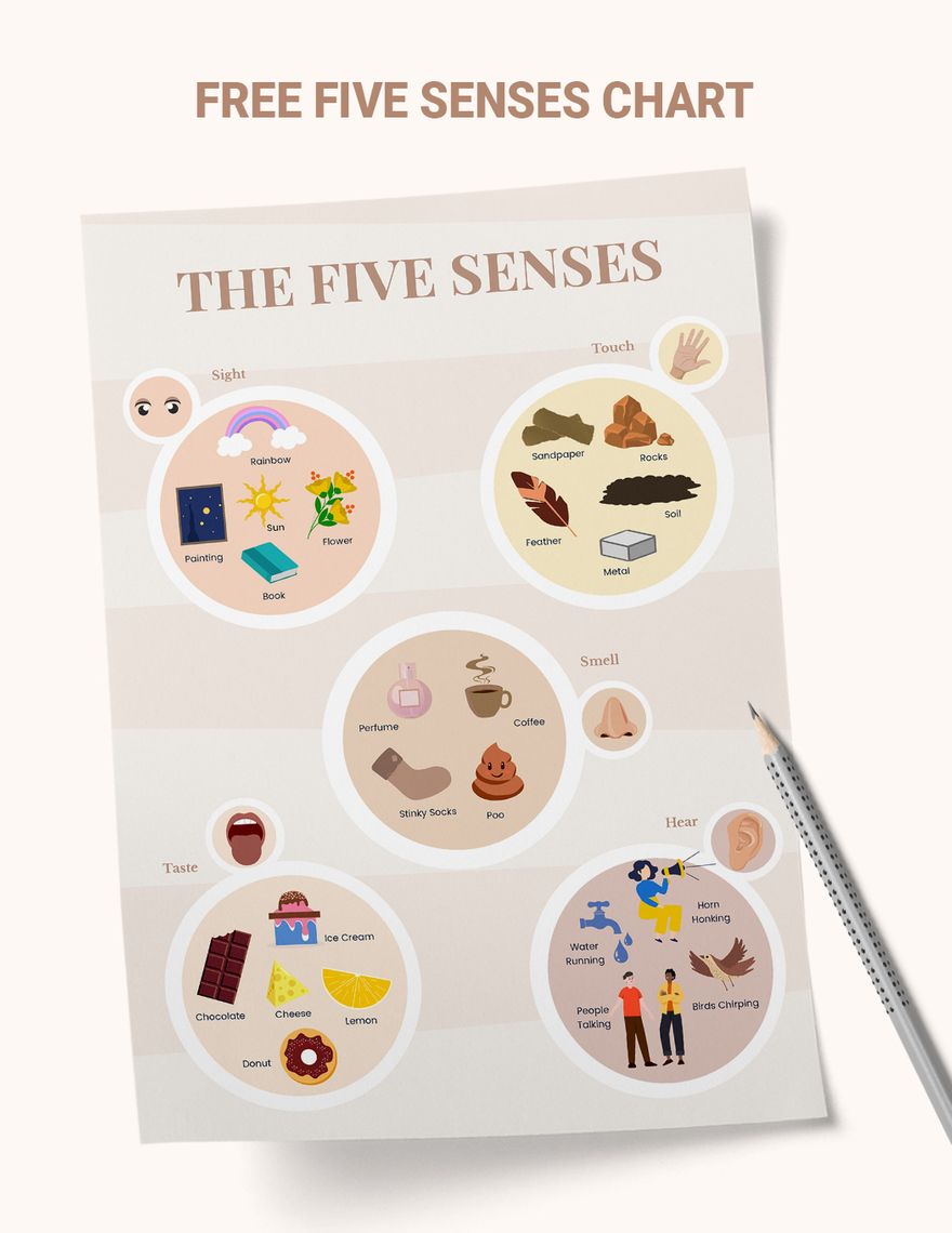 Five Senses Sorting Chart in PDF, Illustrator