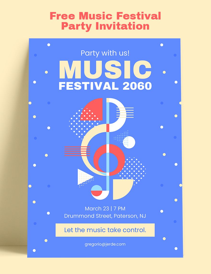 Free Music Festival Party Invitation in Word, Google Docs, Illustrator, PSD, JPG