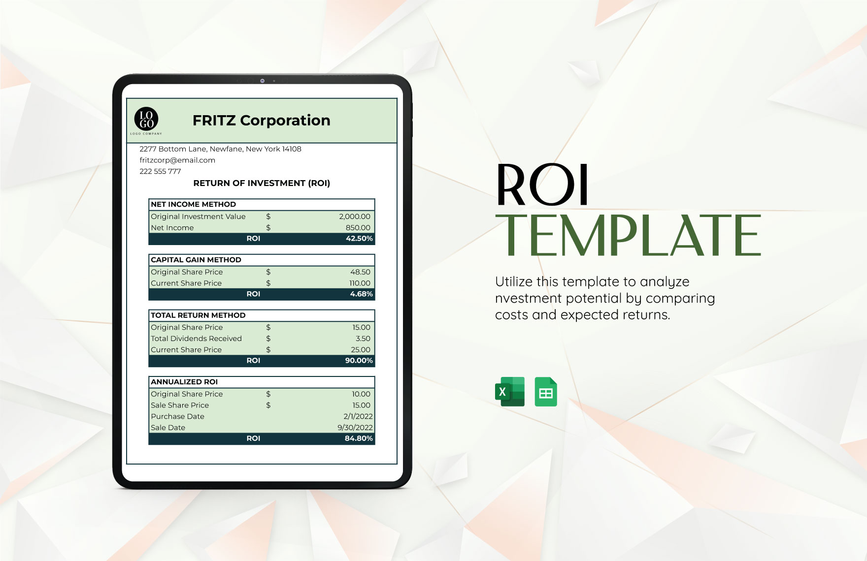 Investment Templates In Excel FREE Download Template Investment Templates In Excel FREE Download Template
