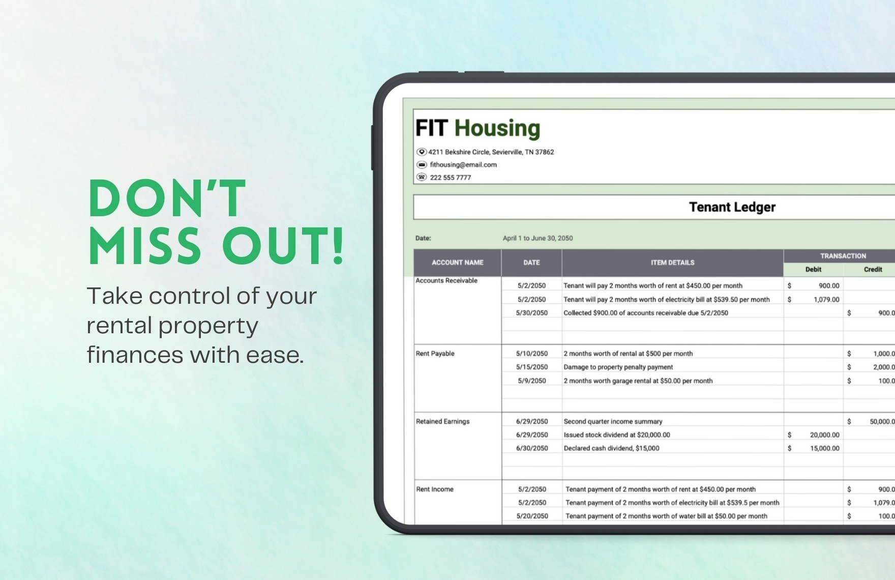 Tenant Ledger Template