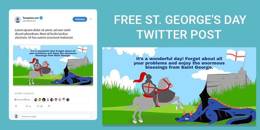 Free St. George's Day Twitter Post  in Illustrator, PSD, EPS, SVG, JPG, PNG