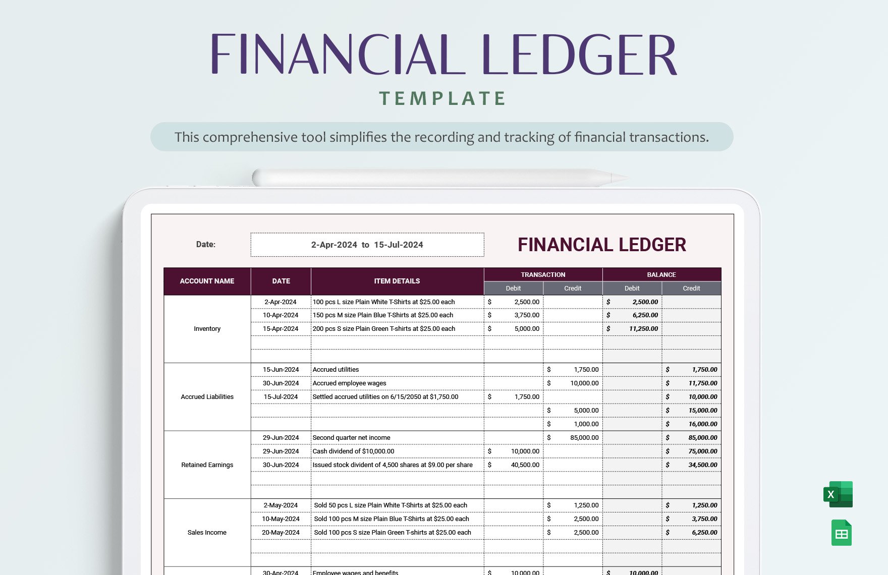 Financial Ledger Template