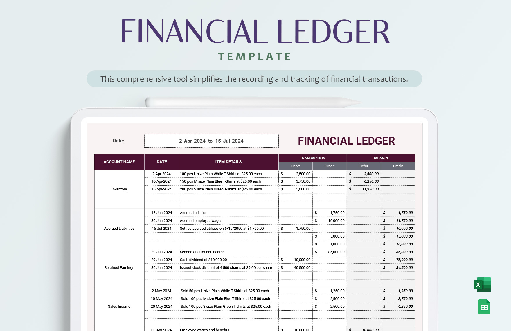 Free Ledger Templates In Excel To Download Free Ledger Templates In Excel To Download