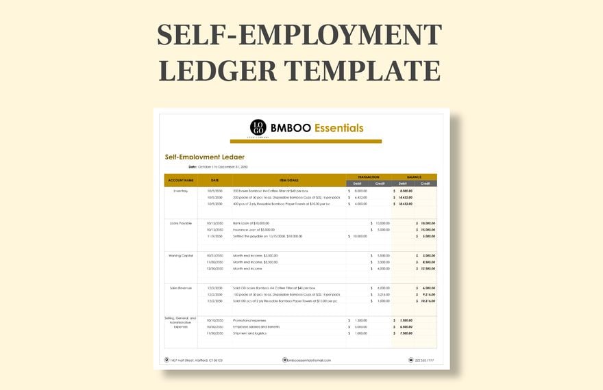 Self-employment Ledger Template