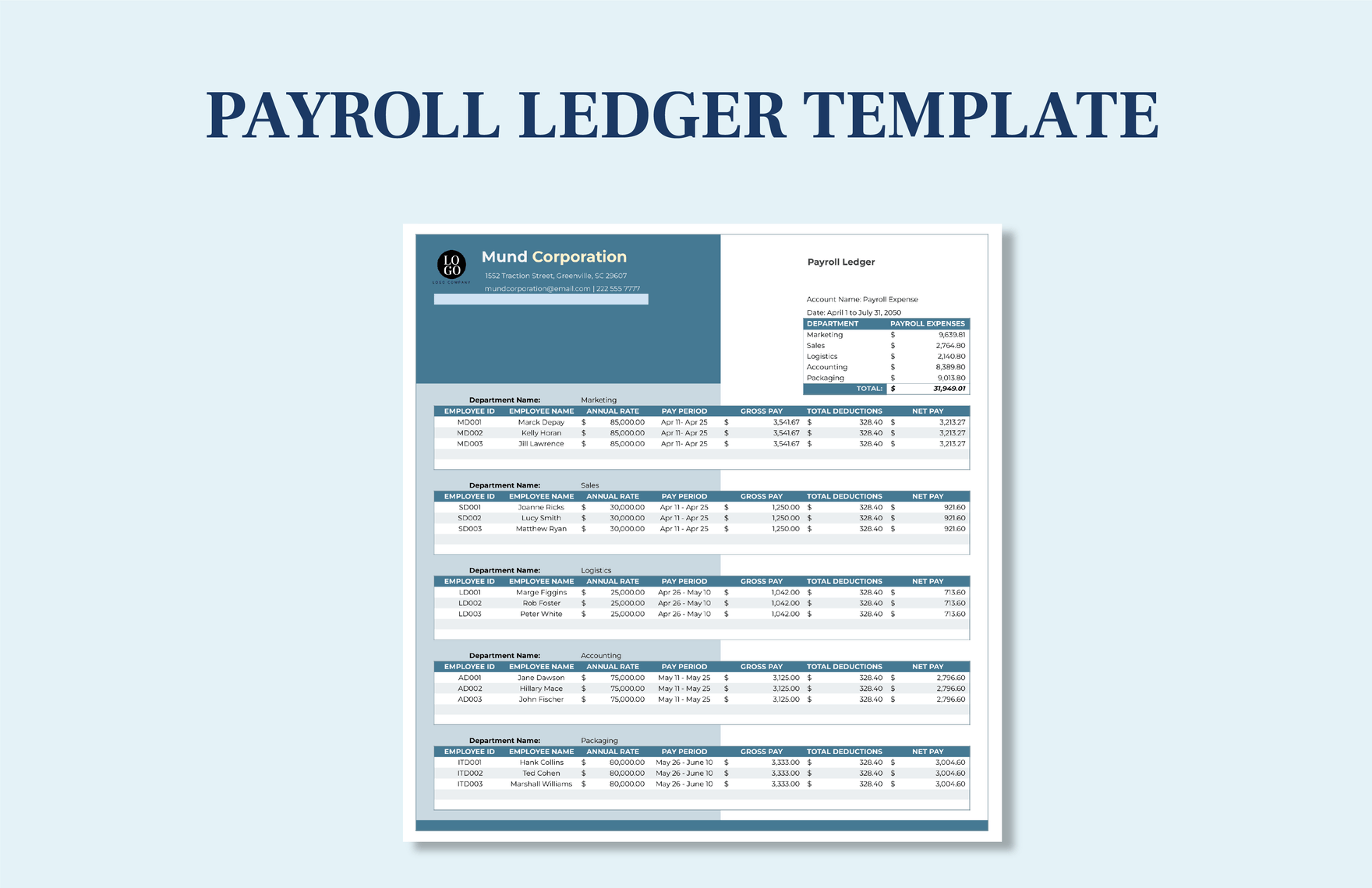 Payroll Ledger Template