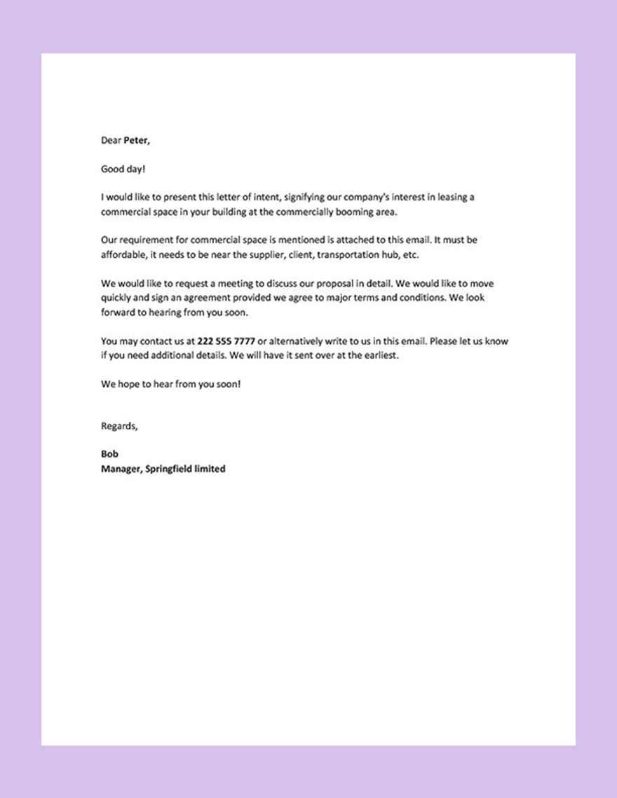 Letter Template of Intent for Business Google Docs, Word