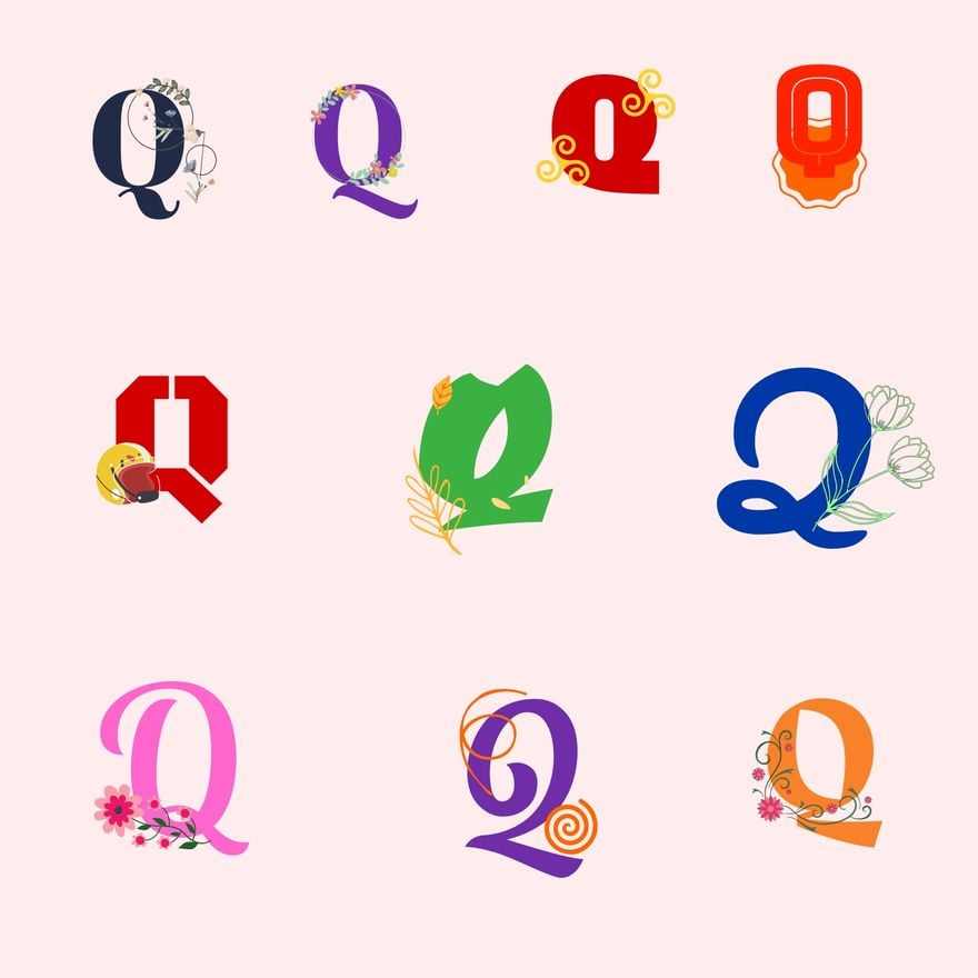 Q Letter Design in PDF, Illustrator, PSD, EPS, SVG, PNG, JPEG
