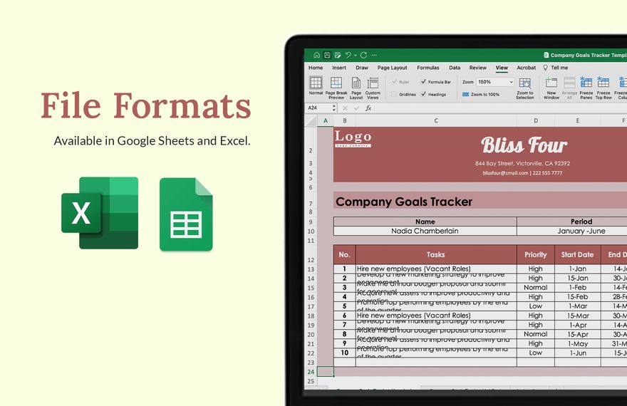 Company Goals Tracker Template