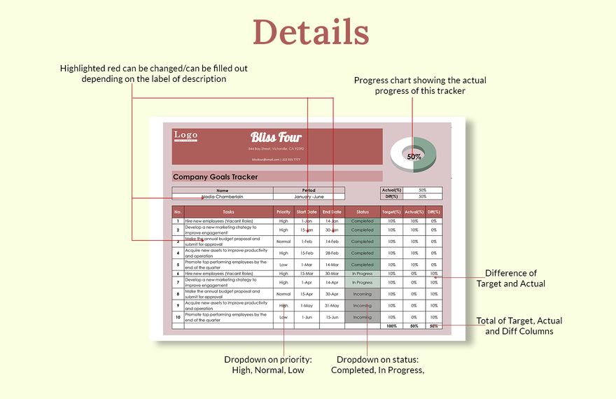 Company Goals Tracker Template