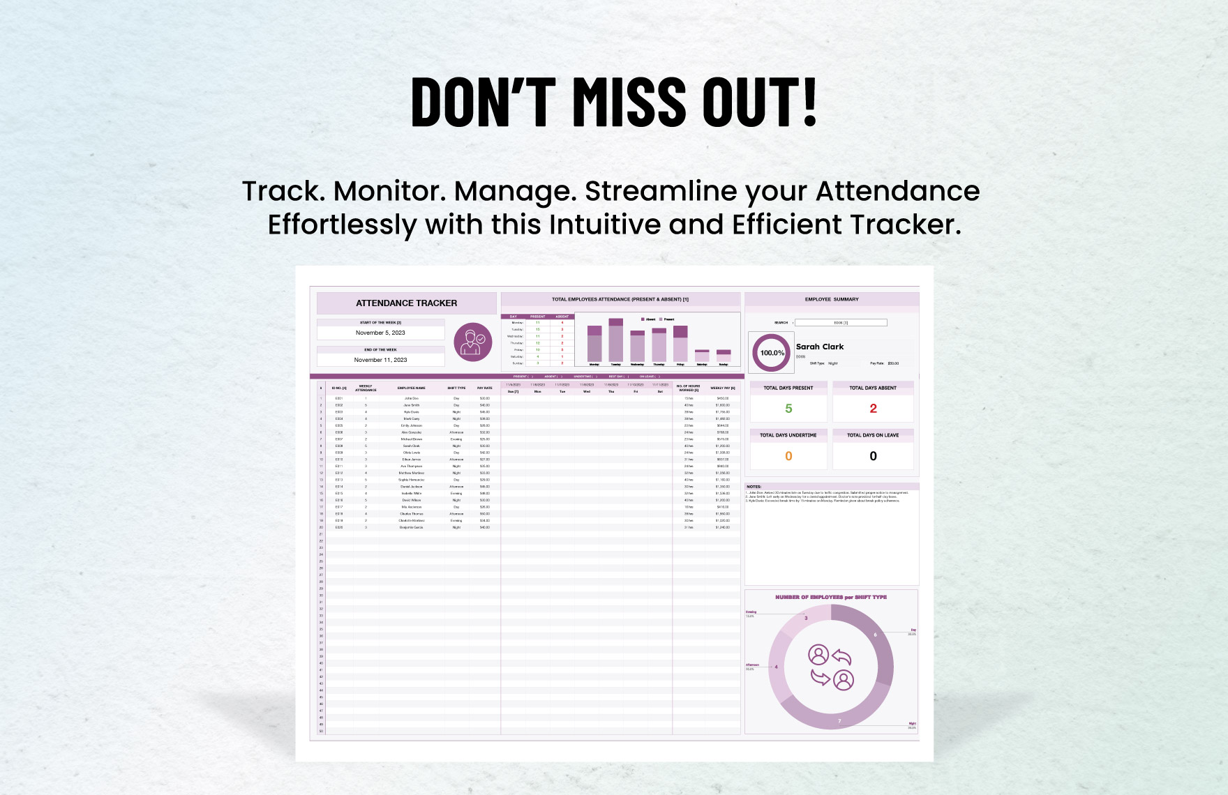 Attendance Tracker Template