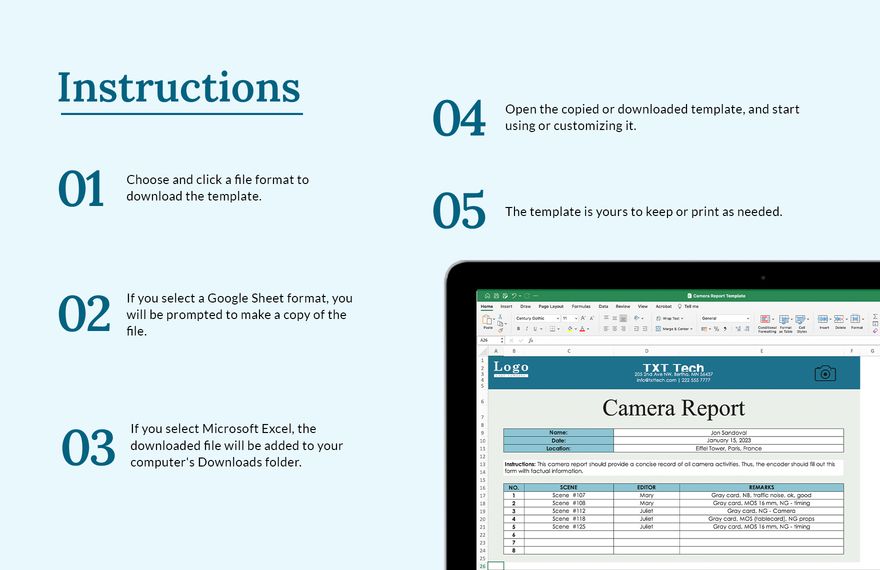 Camera Report Template