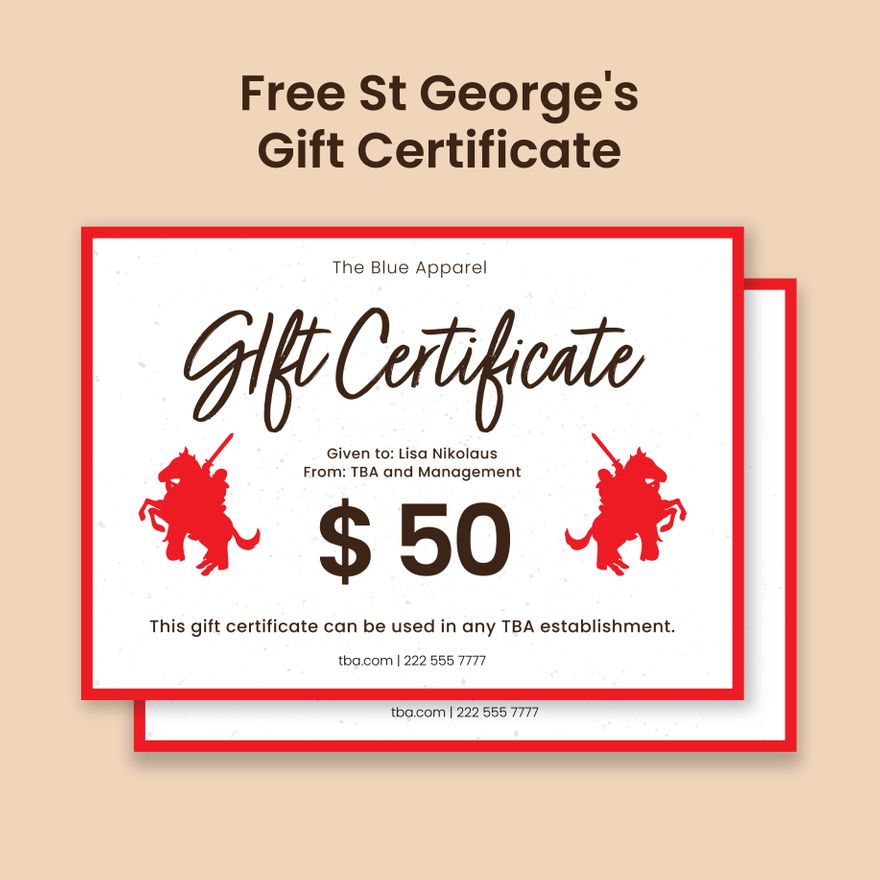 St. George's Day Gift Certificate