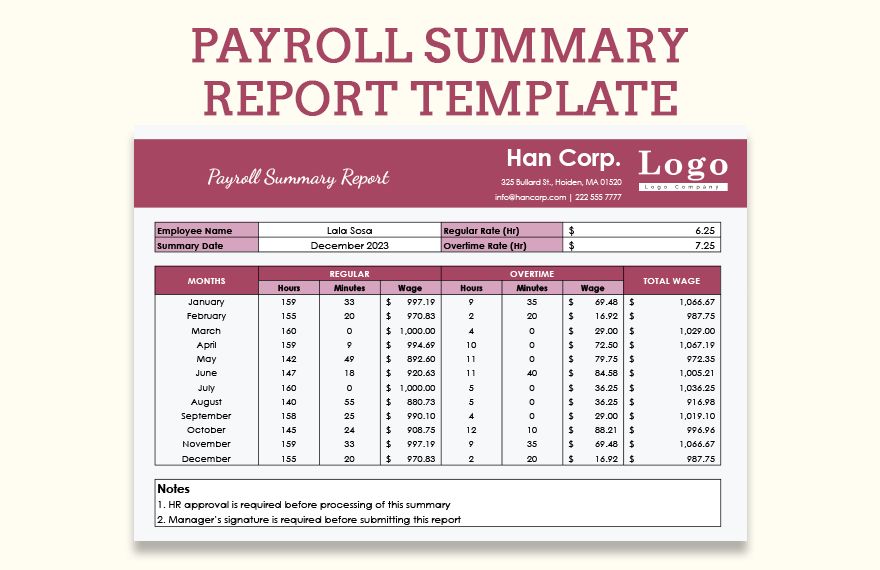 Free Payroll Report Template Google Docs Word Template