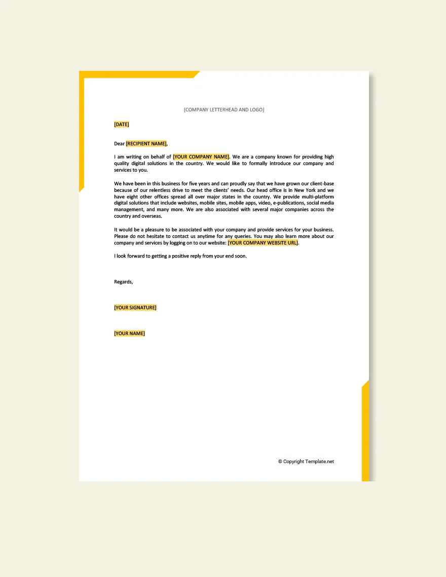 Business Proposal Letter for Service Template