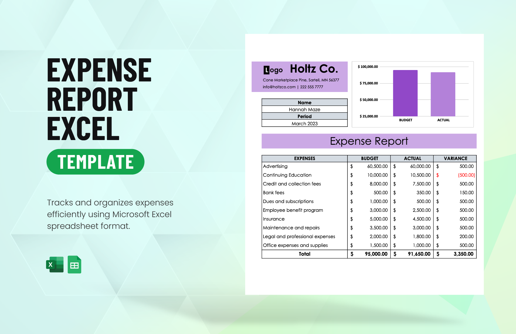 Expense Report Excel Template in Excel, Google Sheets
