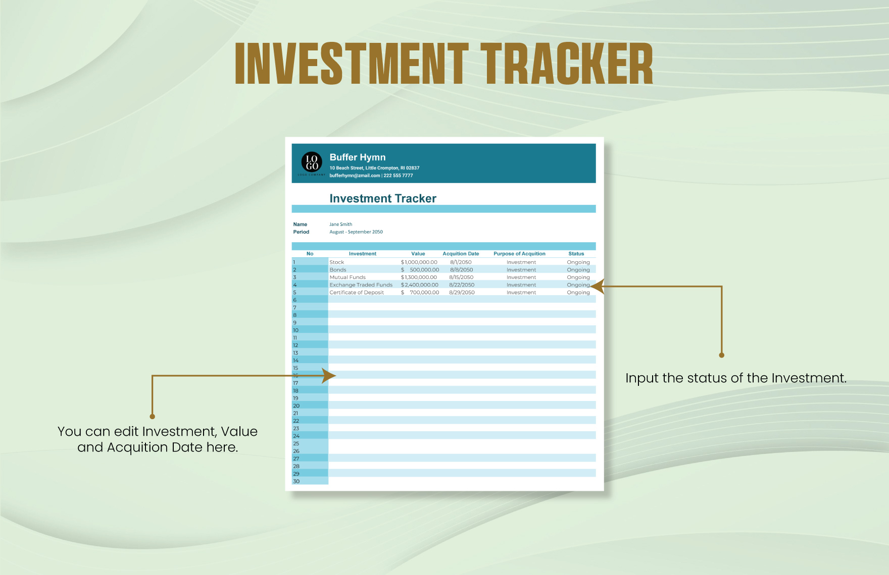 Investment tracker Template