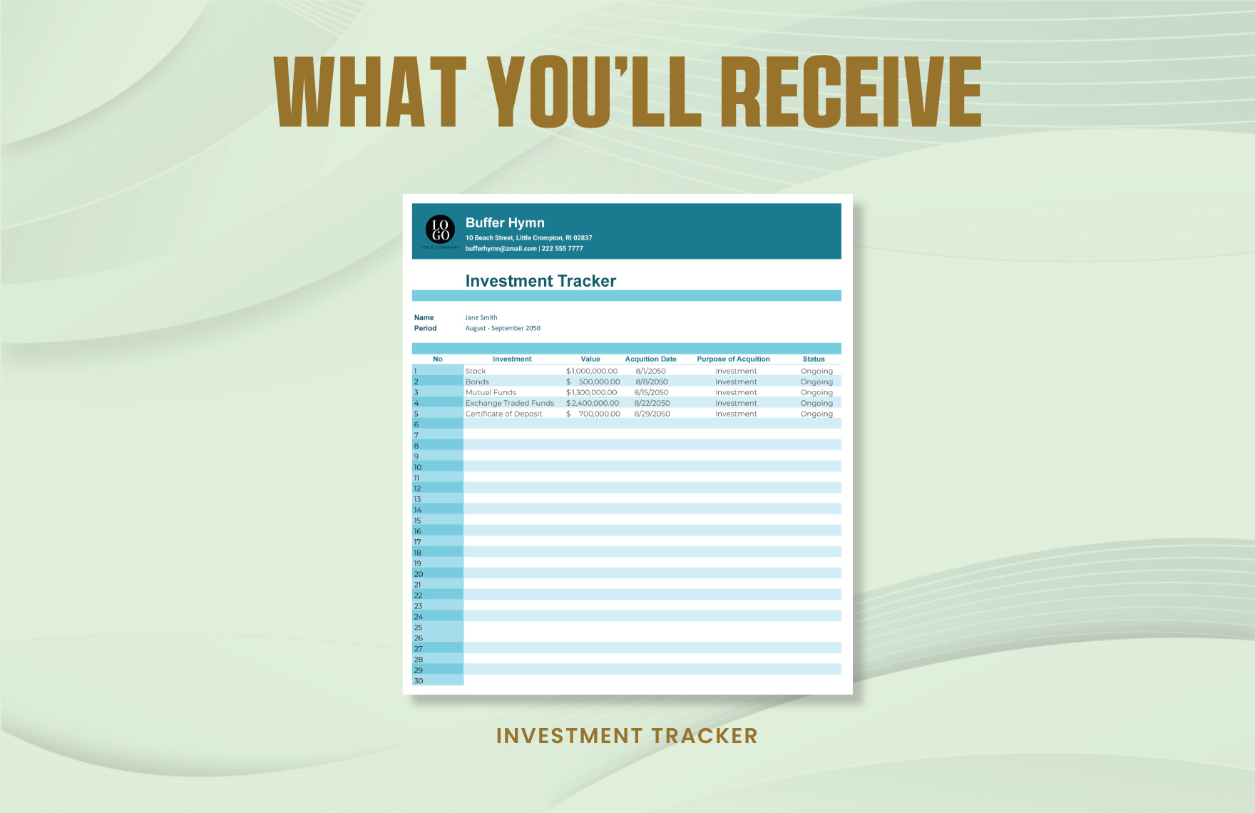 Investment tracker Template