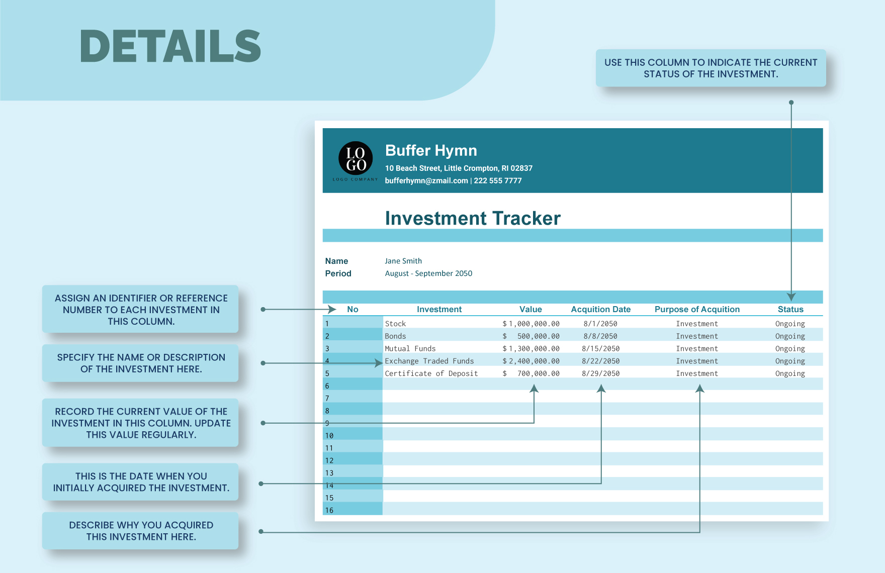 Investment tracker Template