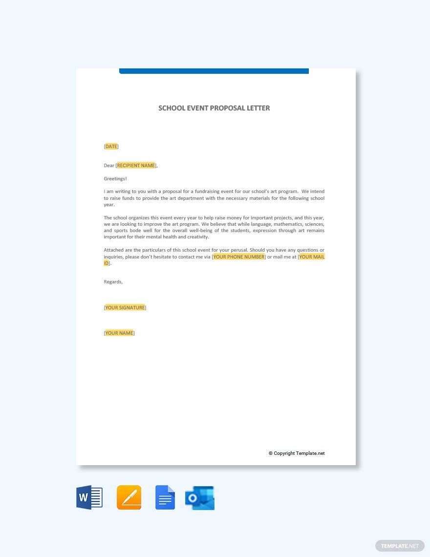 School Event Proposal Letter Template