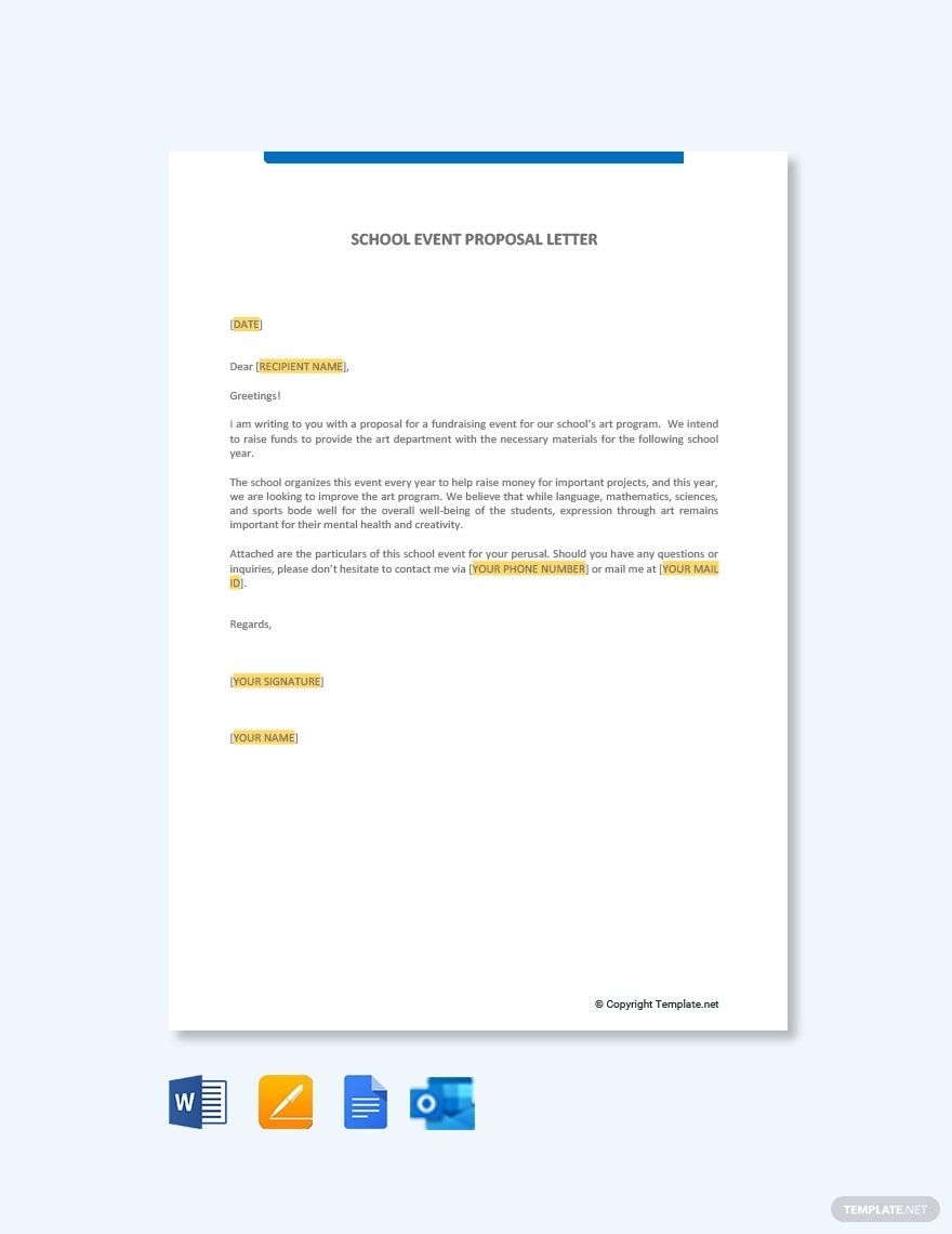 School Project Proposal Letter Template in Google Docs, Word, Pages