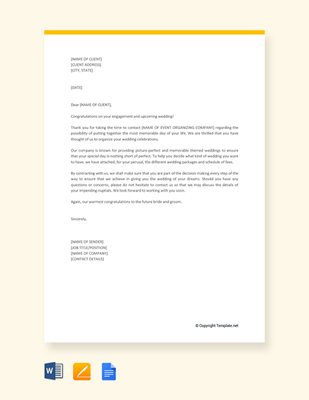 Free Wedding Event Proposal Letter Template Download 1440 Letters