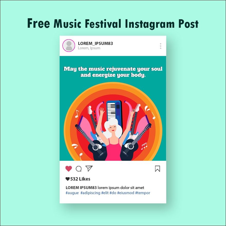Free Music Festival Instagram Post in Illustrator, PSD, EPS, SVG, JPG, PNG
