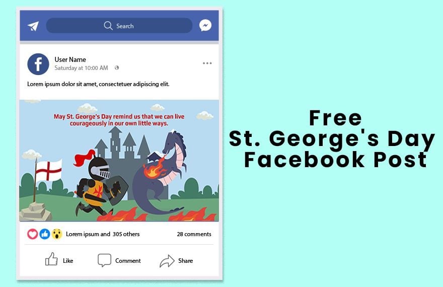 Free St. George's Day Facebook Post in Illustrator, PSD, EPS, SVG, JPG, PNG