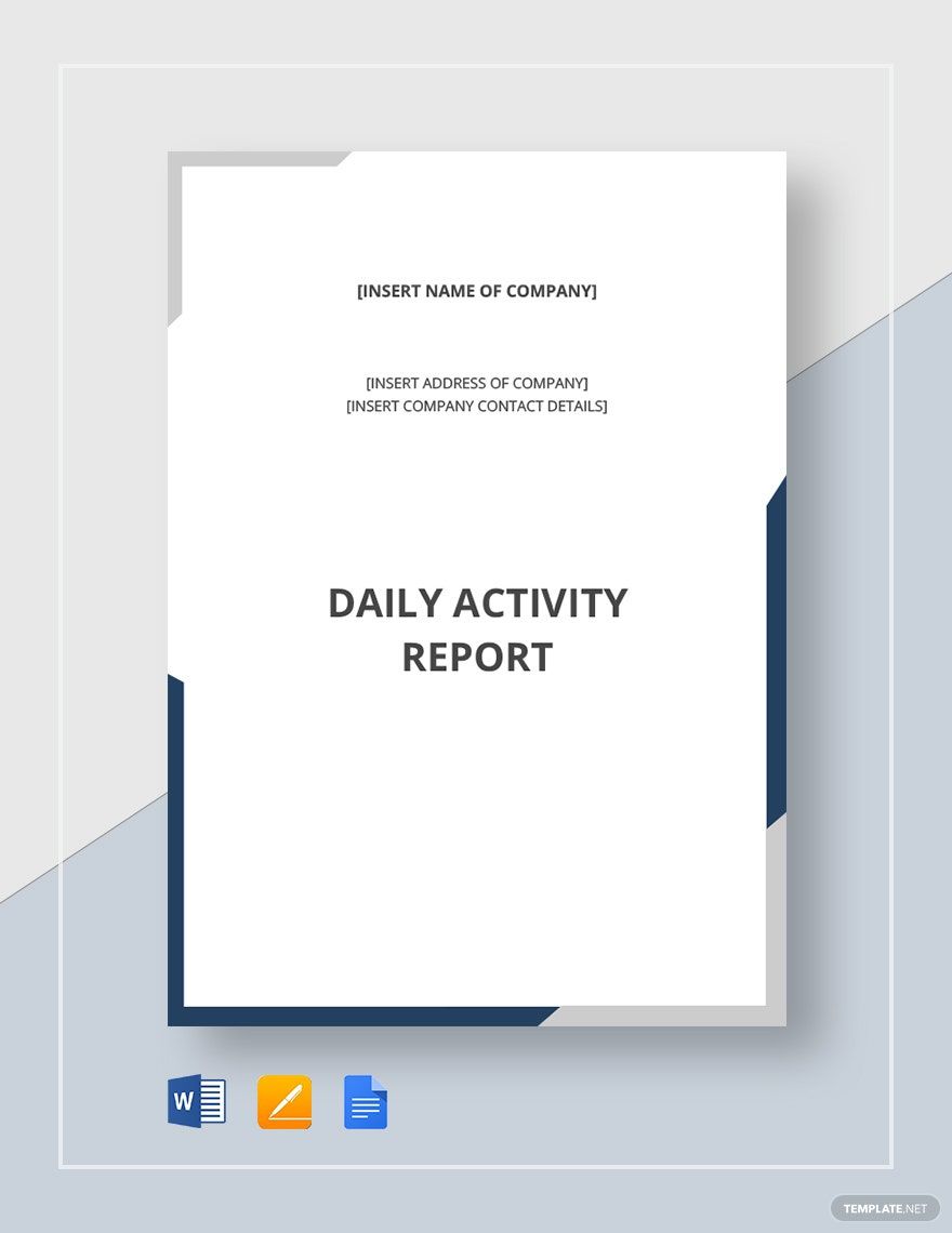 Daily Activity Report Template Download In Word Google Docs Apple 