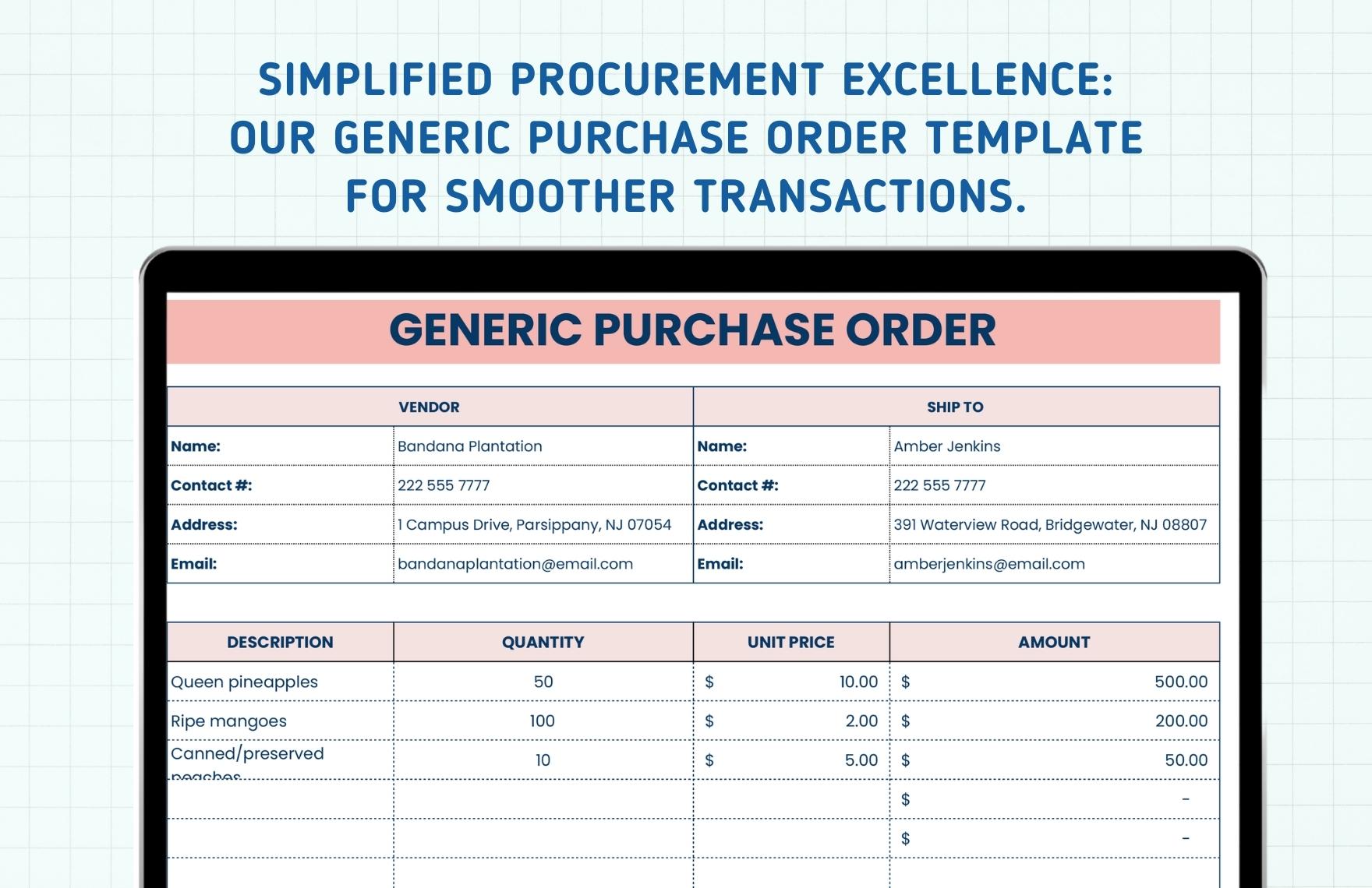 Generic Purchase Order Template